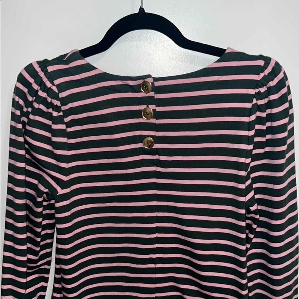 J. Crew Striped Pink and olive green J.Crew Women's Top - Small - Picture 5 of 7